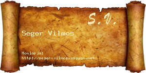 Seger Vilmos névjegykártya
